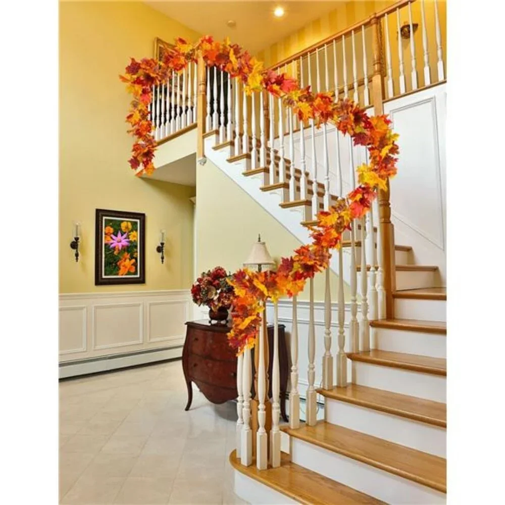 4 Packs Fall Garland Maple Leaf, 5.9Ft/Pieces Fall Leaves Garland